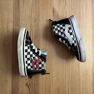 Vans Bowie Sneakers Checkerboard Black White Zip Back Mid Height 4.5 Baby
